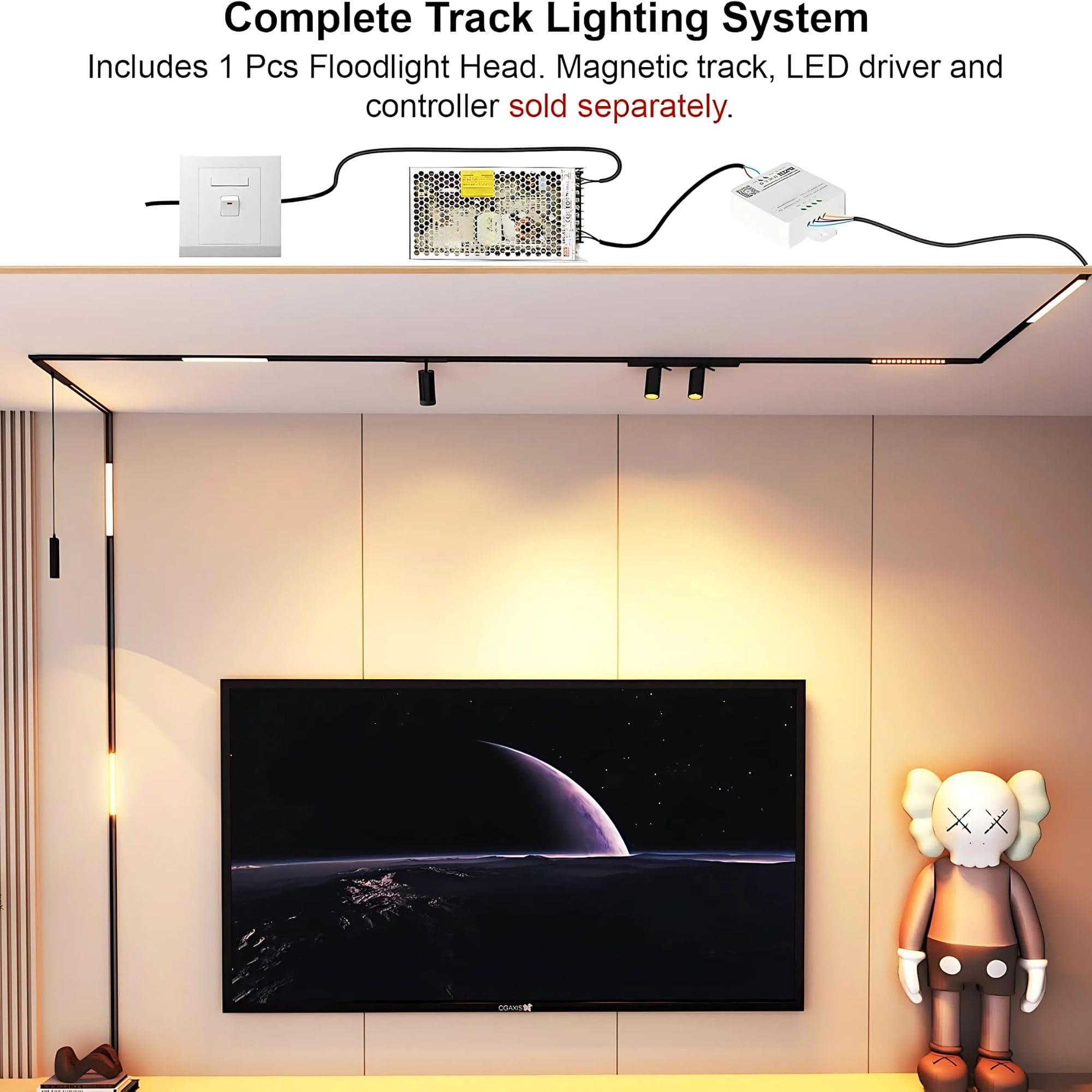 GNEXU Smart Magnetic Track Light – 20W | Dimmable | 3 CCT (3000K-4000K-6000K)