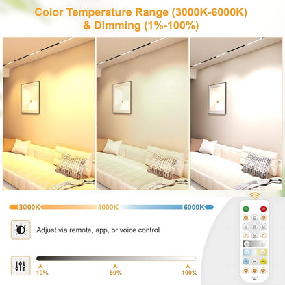 GNEXU Smart Magnetic Track Light – 20W | Dimmable | 3 CCT (3000K-4000K-6000K)