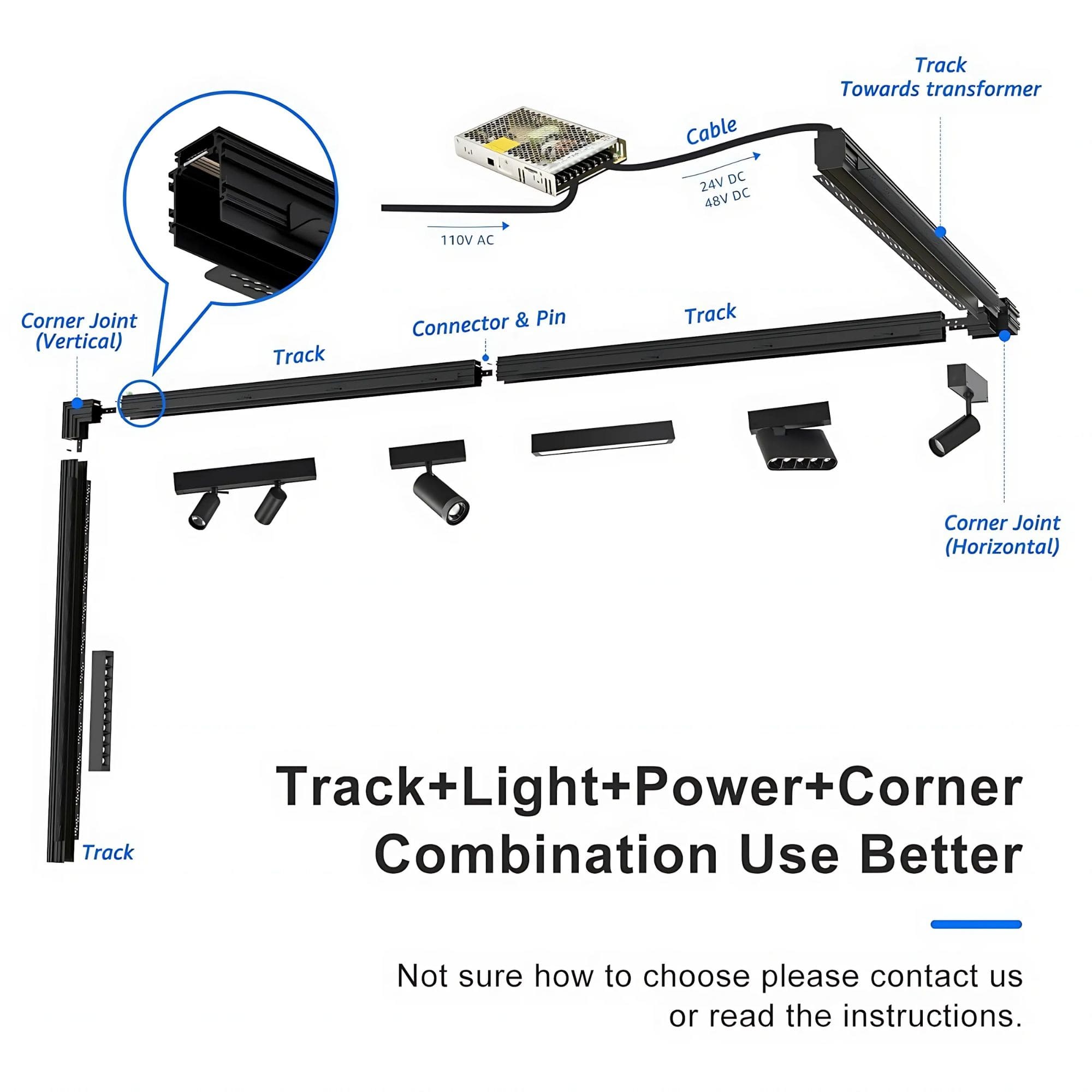 GNEXU Smart Magnetic Track Light – 20W | WiFi Control | Adjustable COB LED