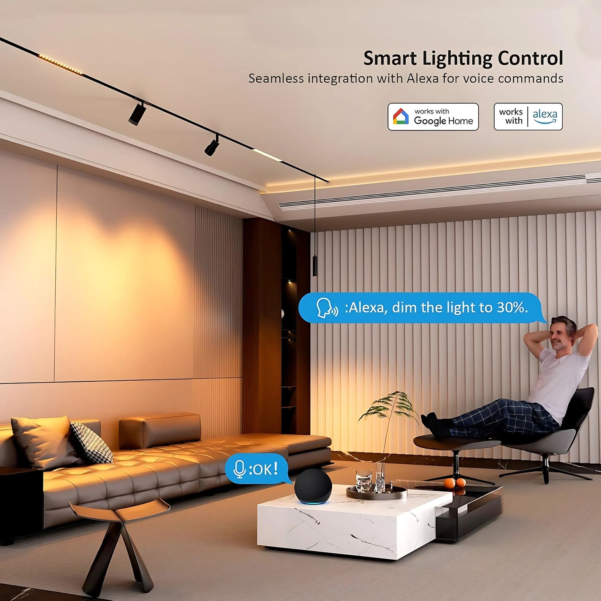 GNEXU Smart Magnetic Track Light – 20W | Dimmable | 3 CCT (3000K-4000K-6000K)